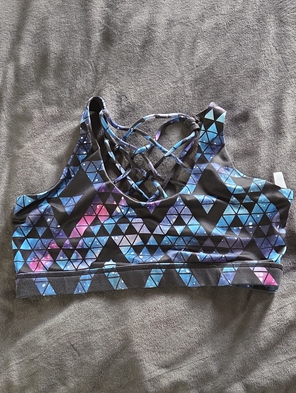 Triangle Strappy Sports Bra - Blue & Purple